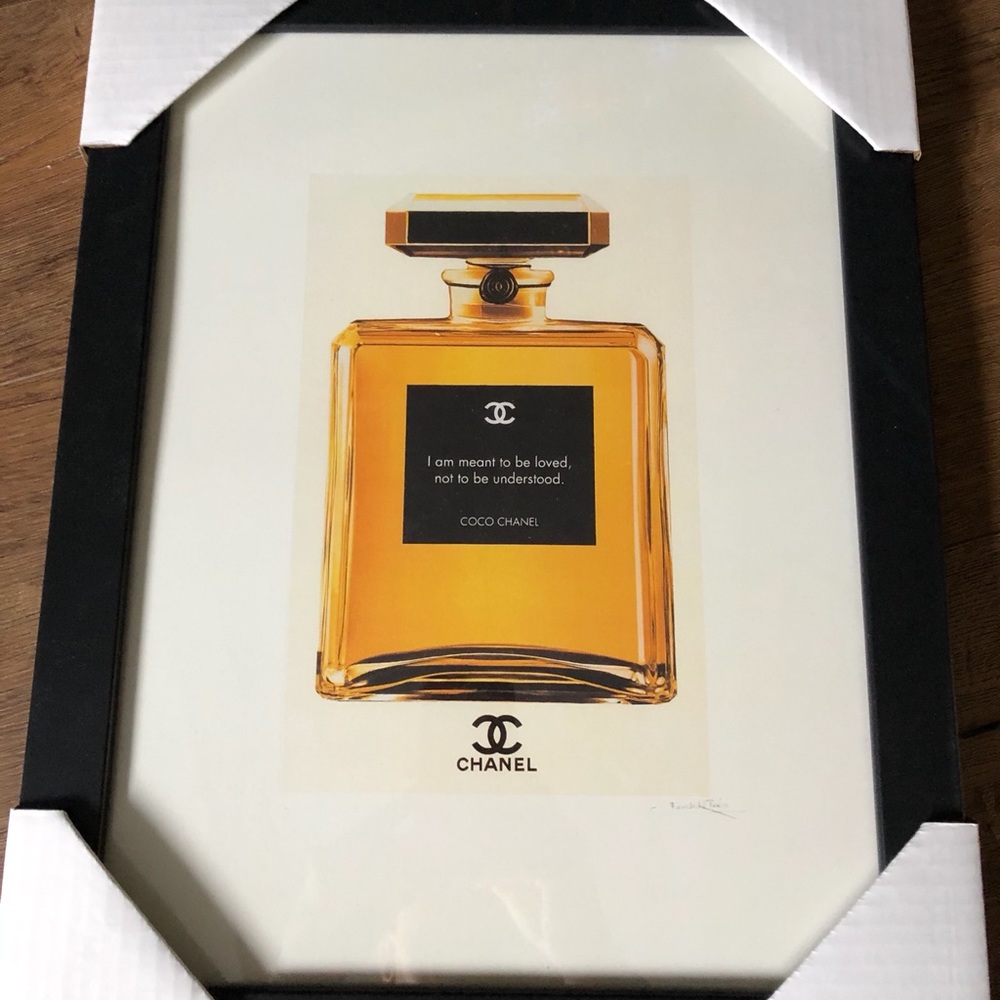 FAIRCHILD PARIS-CHANEL (NWT) Framed Art-CHANEL Bottle/quote
